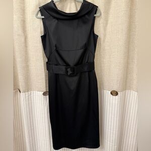 Adrianna Papell Black Midi Dress with Belt